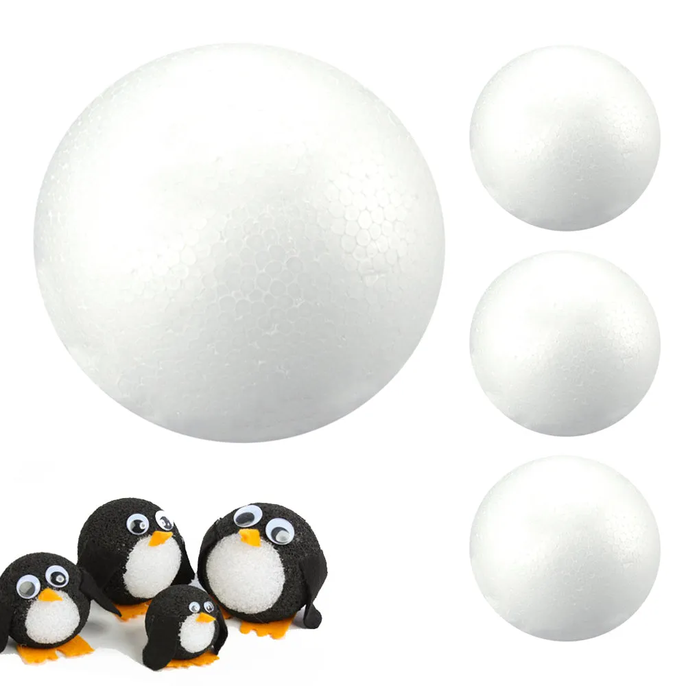 4 Pack Smooth White Craft Foam Balls 5" Round Arts School Projects Decor Wedding
