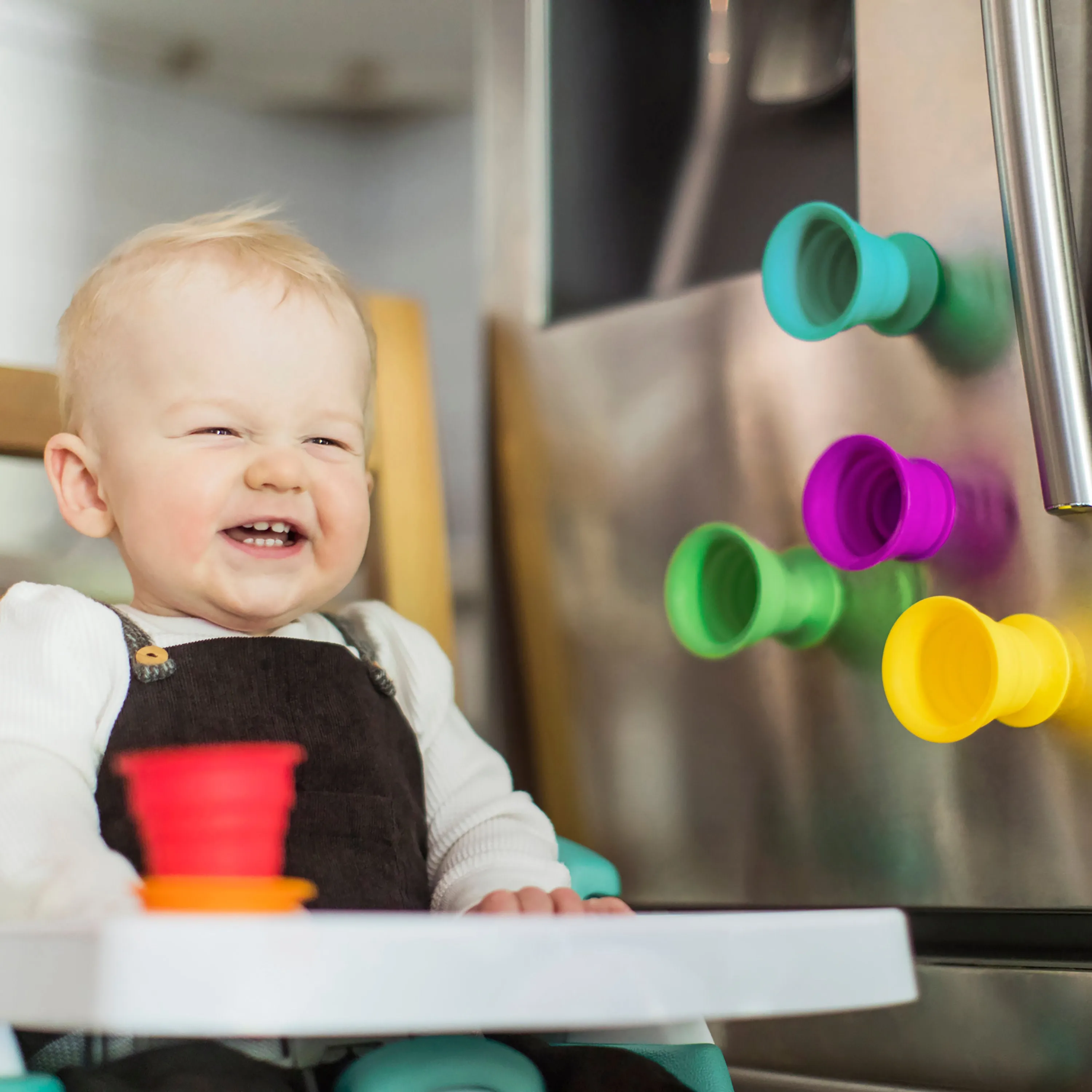Baby Einstein Stack & Squish Cups 6pc Collapsible Sensory Toys for Bath & Floor Play
