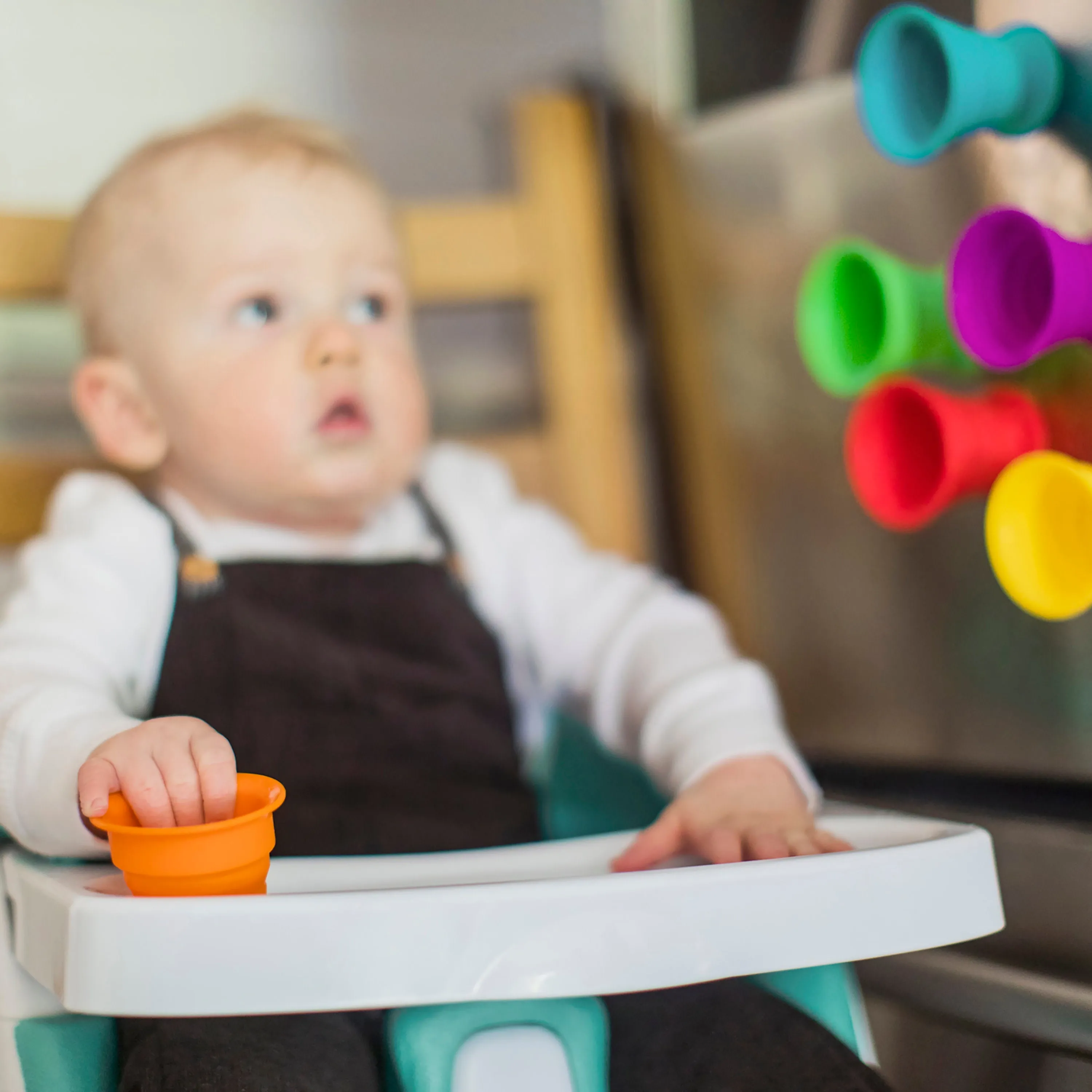 Baby Einstein Stack & Squish Cups 6pc Collapsible Sensory Toys for Bath & Floor Play