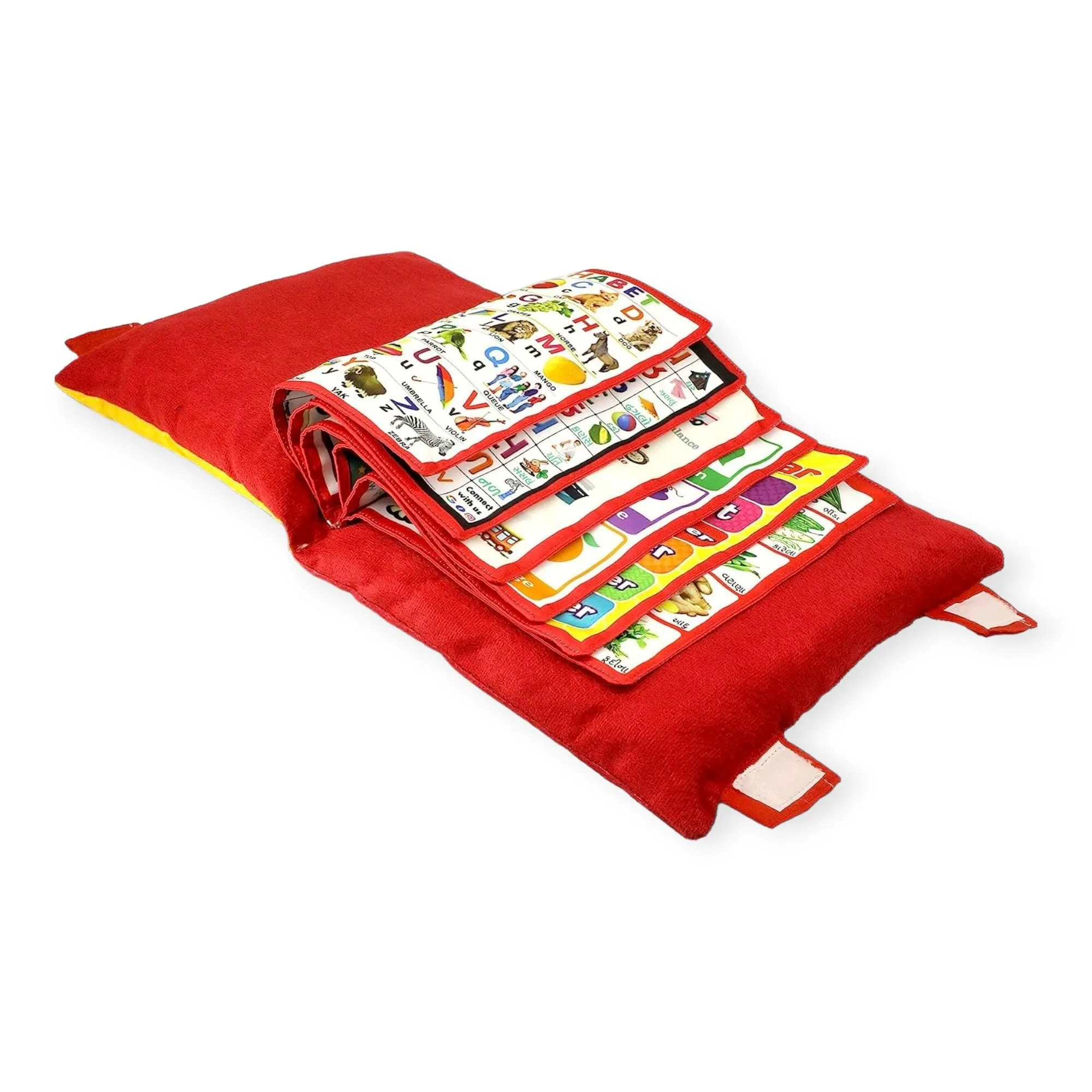 BETHAKJI™ New Printed Velvet Learning Baby Pillow,Cushion, Toys, Soft Toys, Toddler Pillow, Kids Pillow for Baby Boy, Baby Girl Colour (Red)