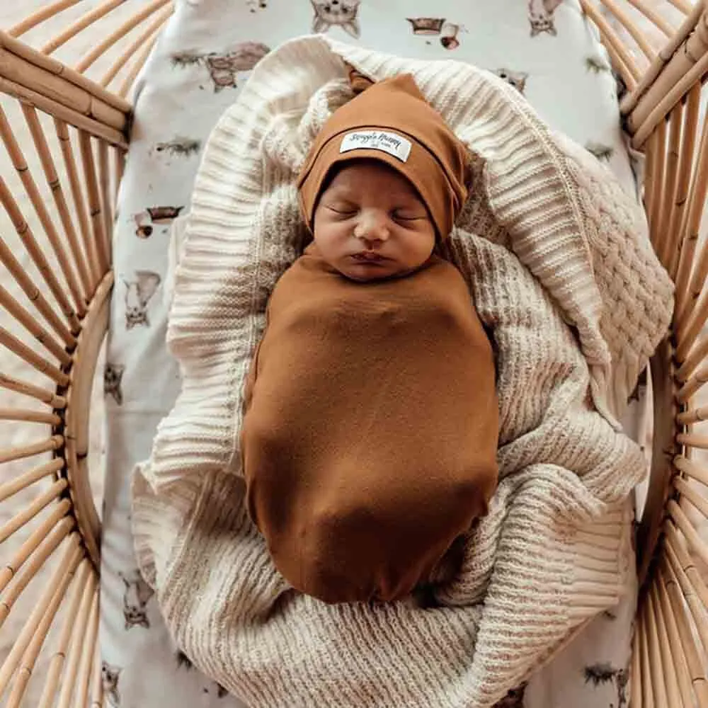 Bronze Organic Snuggle Swaddle & Beanie Set