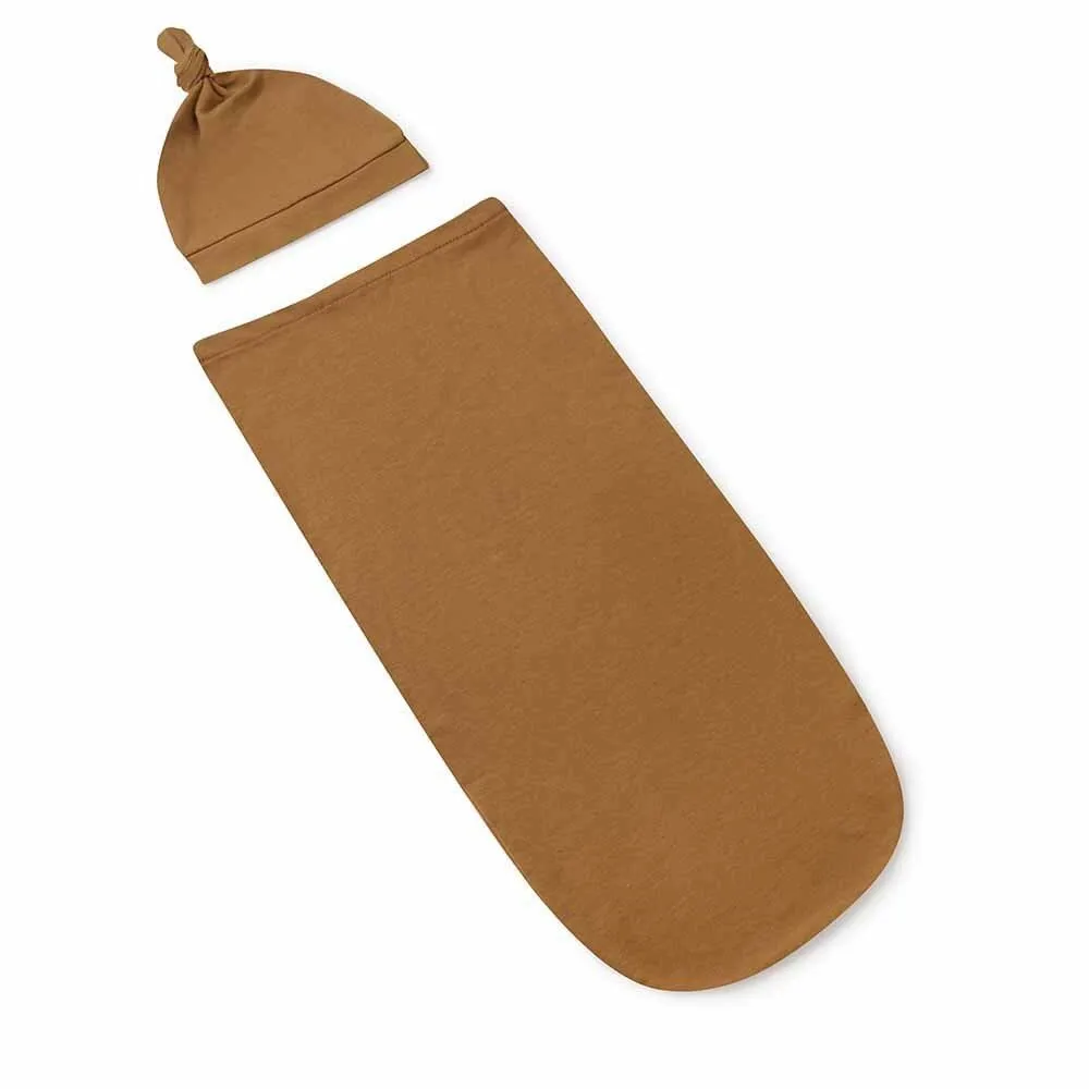 Bronze Organic Snuggle Swaddle & Beanie Set
