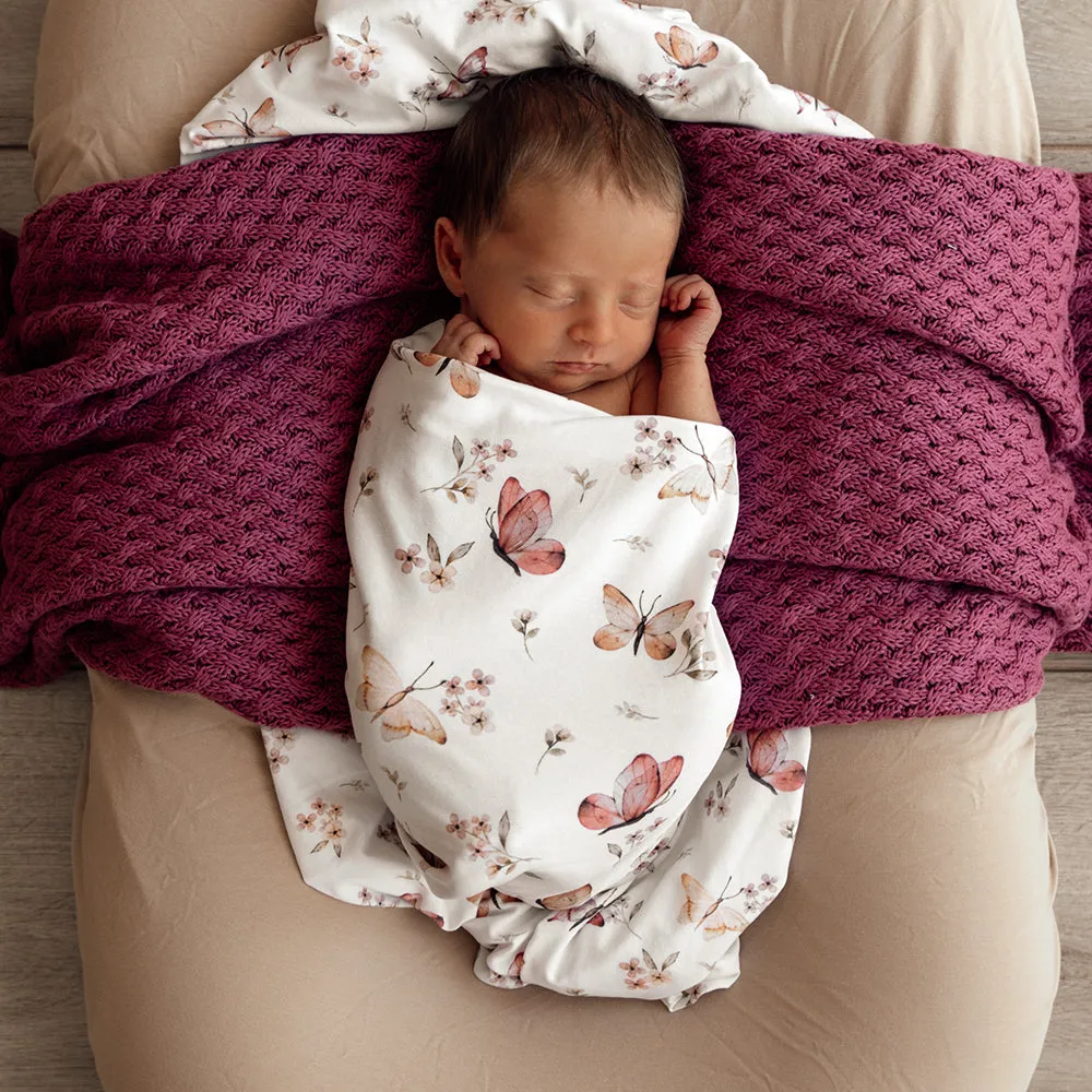 Butterfly Organic Snuggle Swaddle & Topknot Set