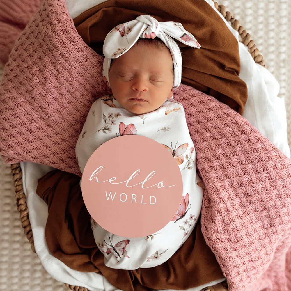 Butterfly Organic Snuggle Swaddle & Topknot Set