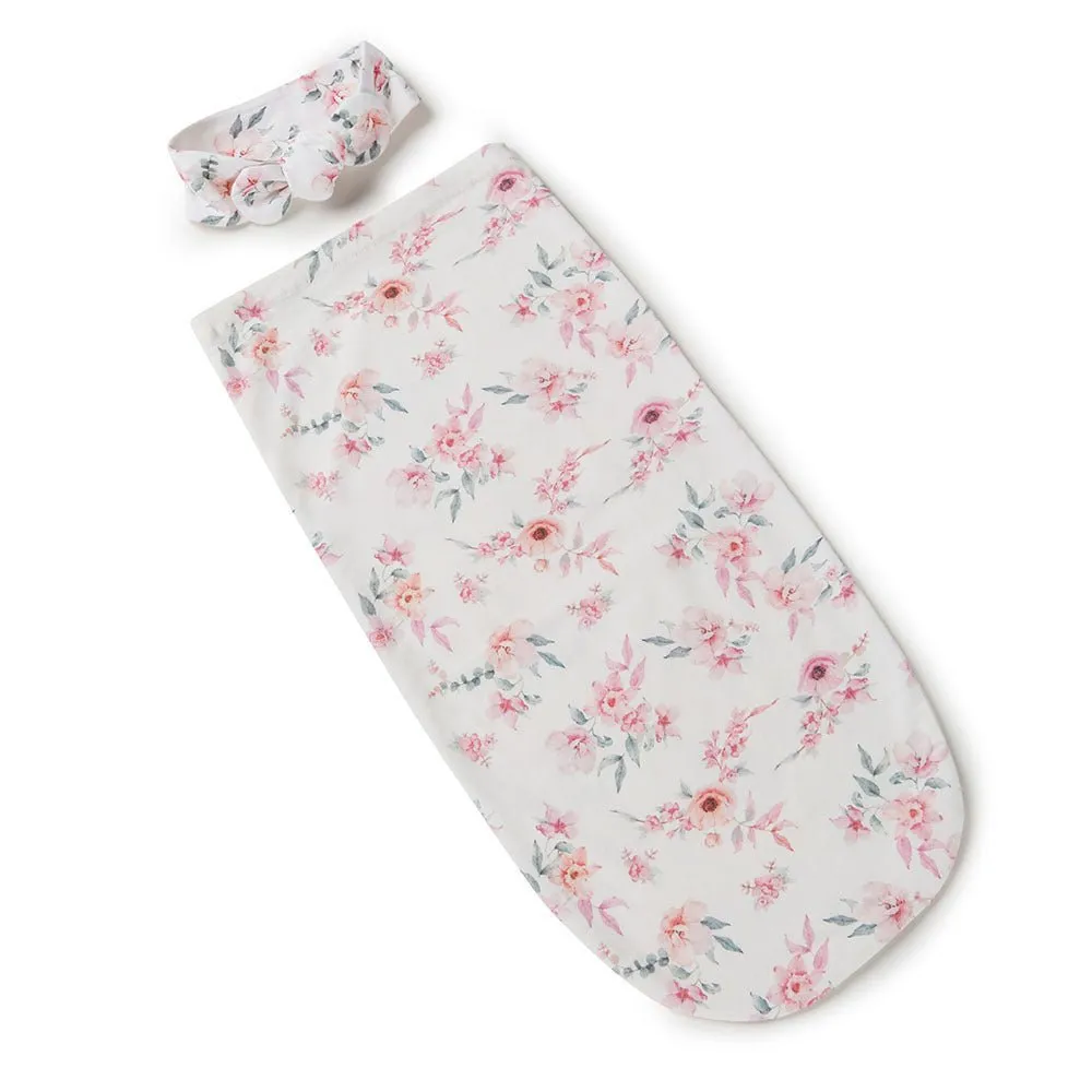 Camille Organic Snuggle Swaddle & Topknot Set