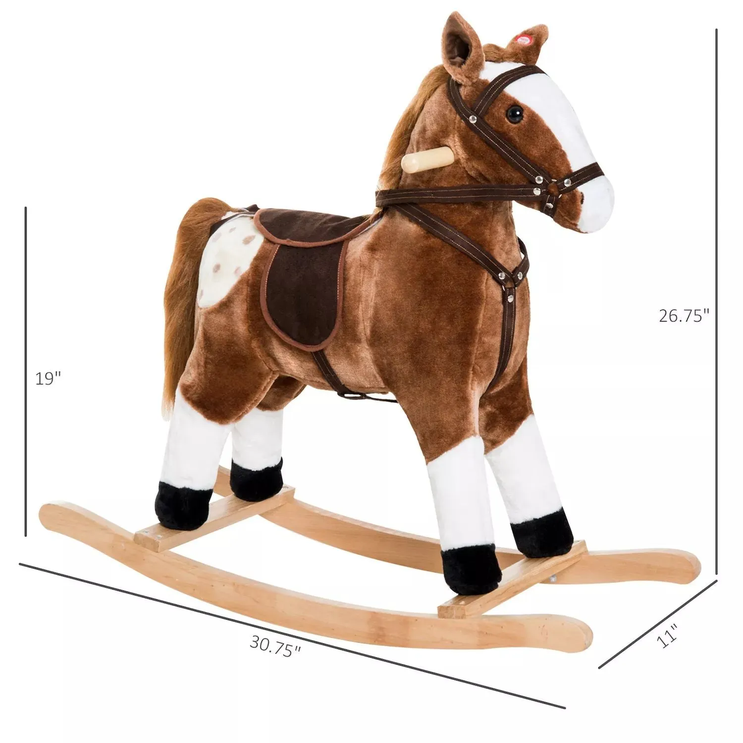Children's plush toy Qaba, rocking horse, pony baby animal ride for girls pink birthday gifts with realistic sounds, brown Qaba pink