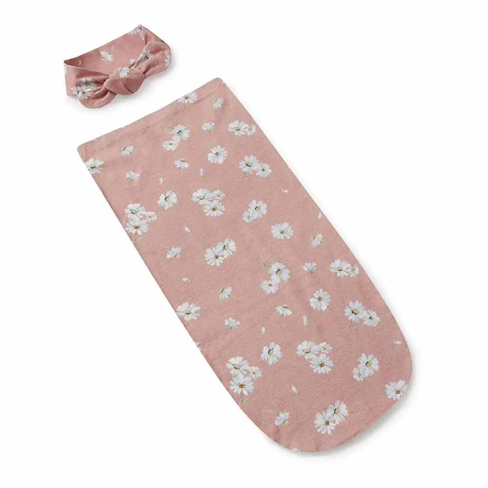 Daisy Organic Snuggle Swaddle & Topknot Set