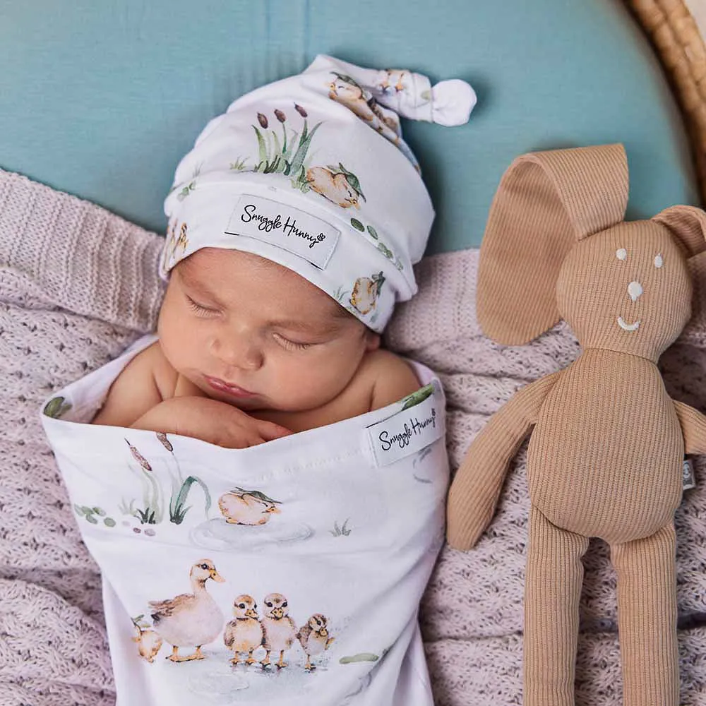 Duck Pond Organic Snuggle Swaddle & Beanie Set