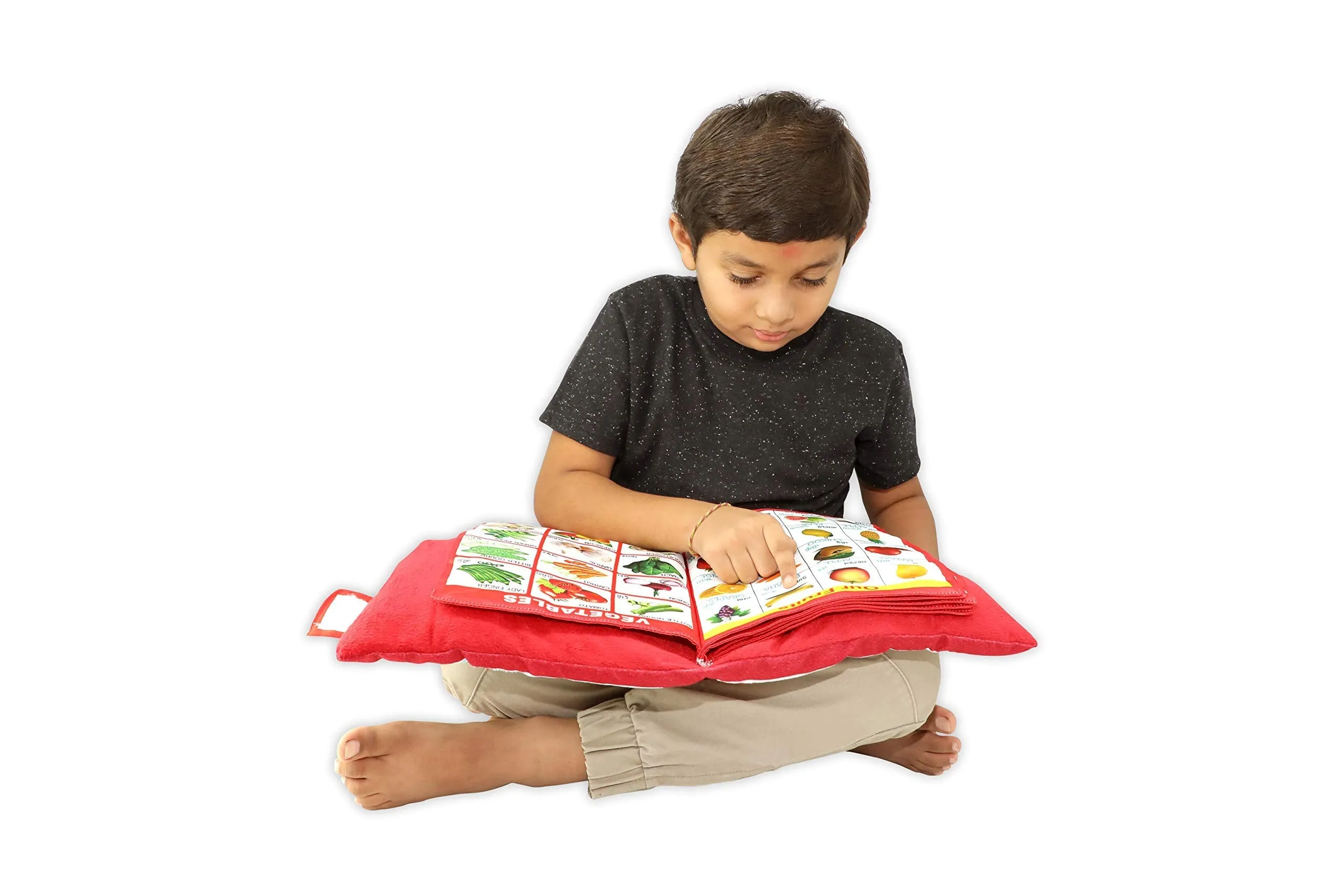 Keshav Creation Cotton Printed Velvet Learning Baby Pillow/Cushion/Toys/Soft Toys/Toddler Pillow/Kids Pillow For Baby Boy/Baby Girl Colour (Red)