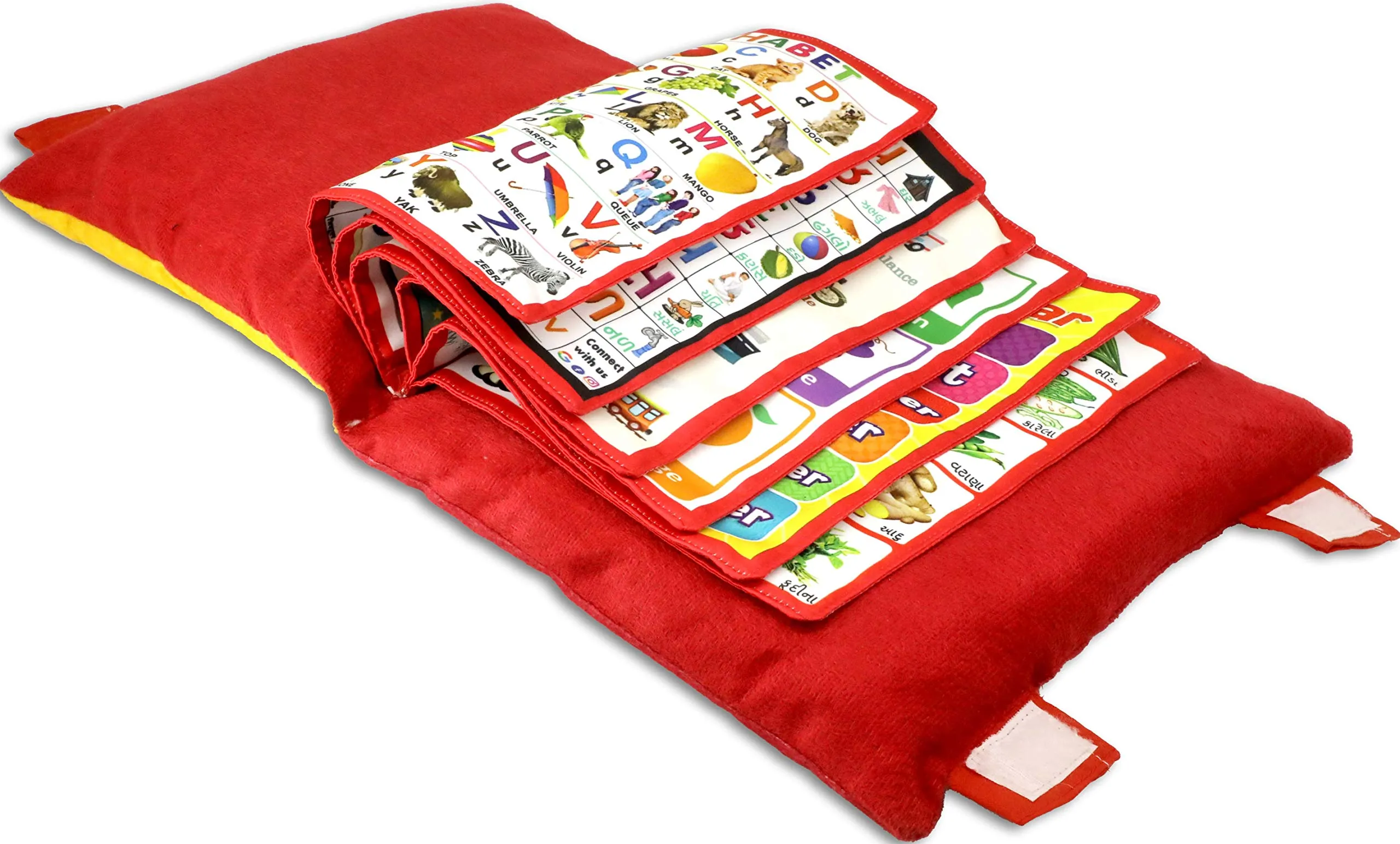 Keshav Creation Cotton Printed Velvet Learning Baby Pillow/Cushion/Toys/Soft Toys/Toddler Pillow/Kids Pillow For Baby Boy/Baby Girl Colour (Red)