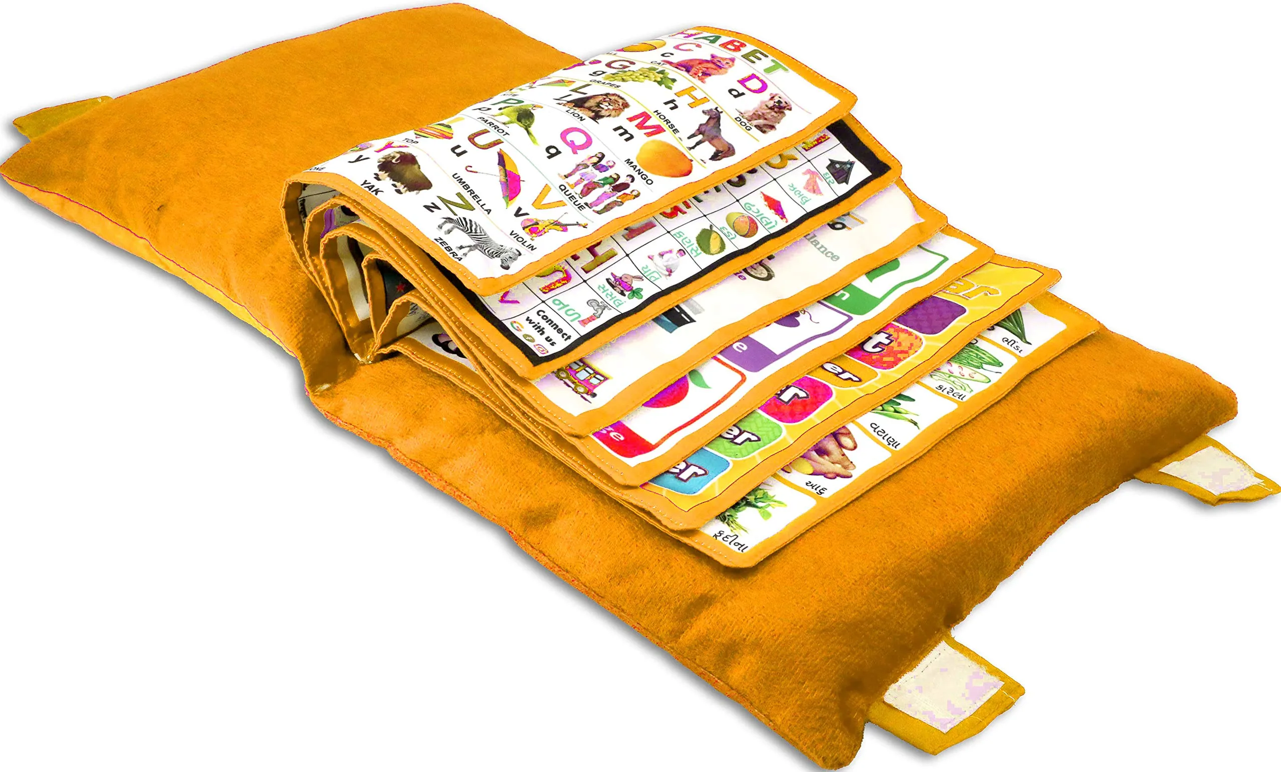 Keshav Creation Printed Velvet Learning Baby Pillow/Cushion/Toys/Soft Toys/Toddler Pillow/Kids Pillow for Baby Boy/Baby Girl Colour (Gold)