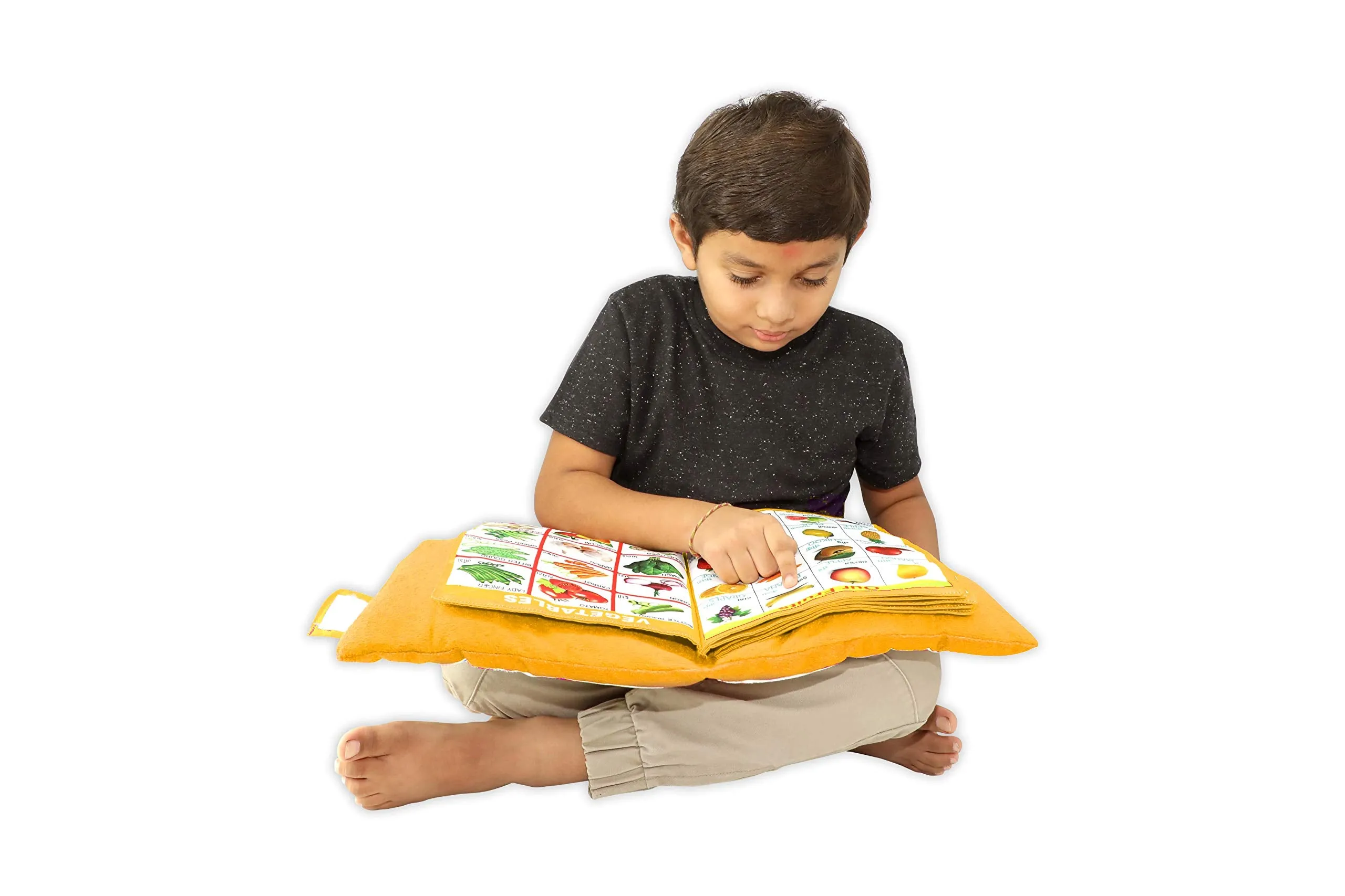 Keshav Creation Printed Velvet Learning Baby Pillow/Cushion/Toys/Soft Toys/Toddler Pillow/Kids Pillow for Baby Boy/Baby Girl Colour (Gold)