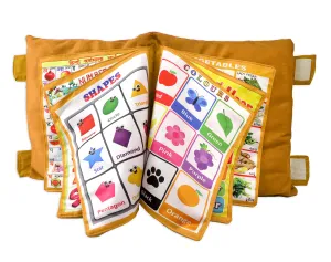 Keshav Creation Printed Velvet Learning Baby Pillow/Cushion/Toys/Soft Toys/Toddler Pillow/Kids Pillow for Baby Boy/Baby Girl Colour (Gold)