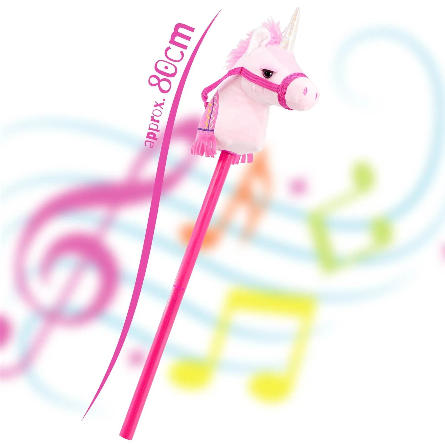 Kids Pink Unicorn Hobby Horse Toy with Sounds