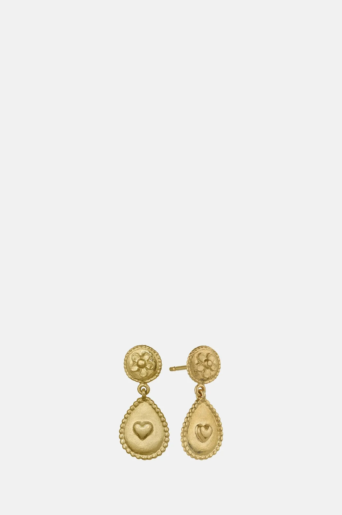 Love of Nature Heart & Flower Drop Earrings Gold