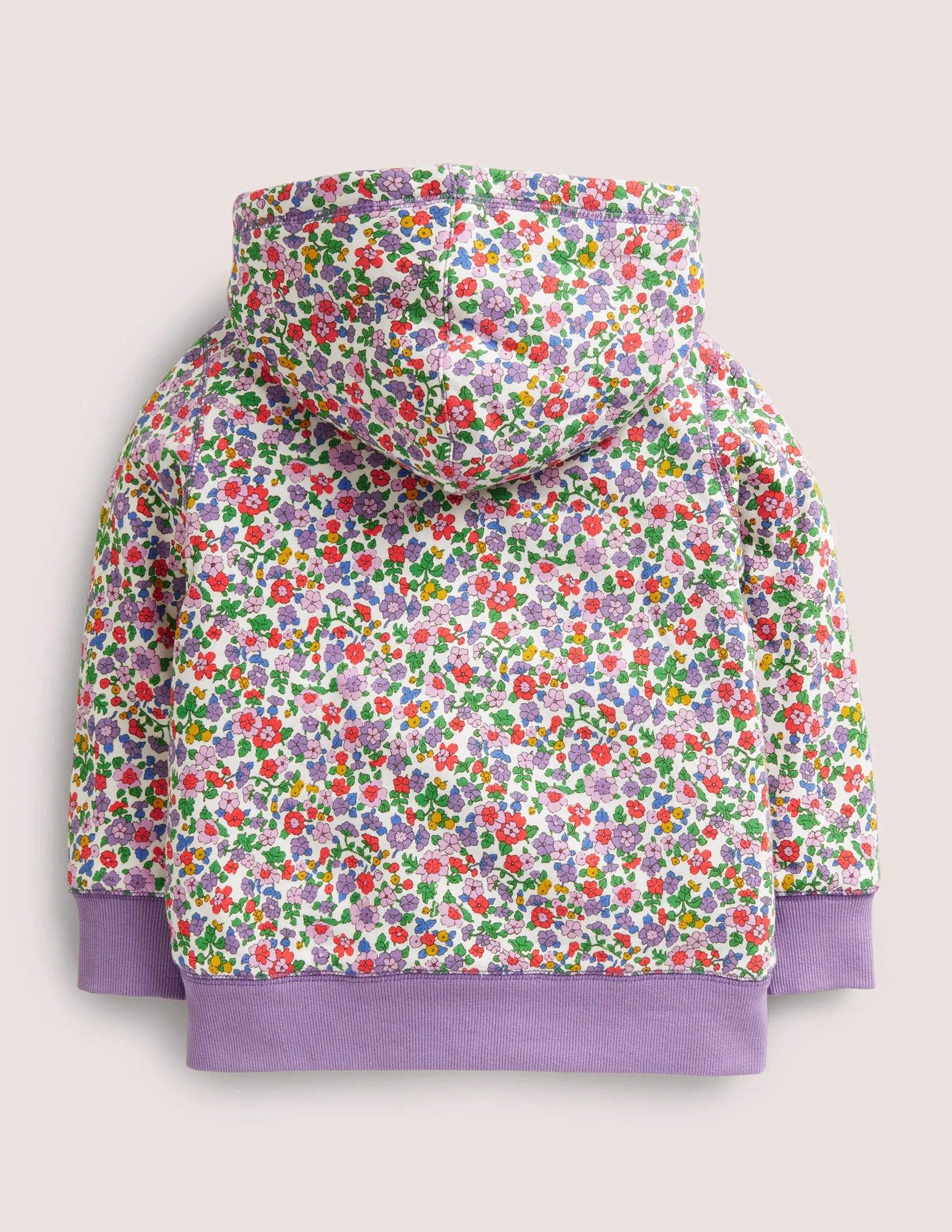Purple Floral Borg Lined Hoodie-Aster Purple Floral
