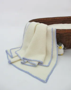 Soft Knit Cashmere Baby Blanket in Ivory Blue