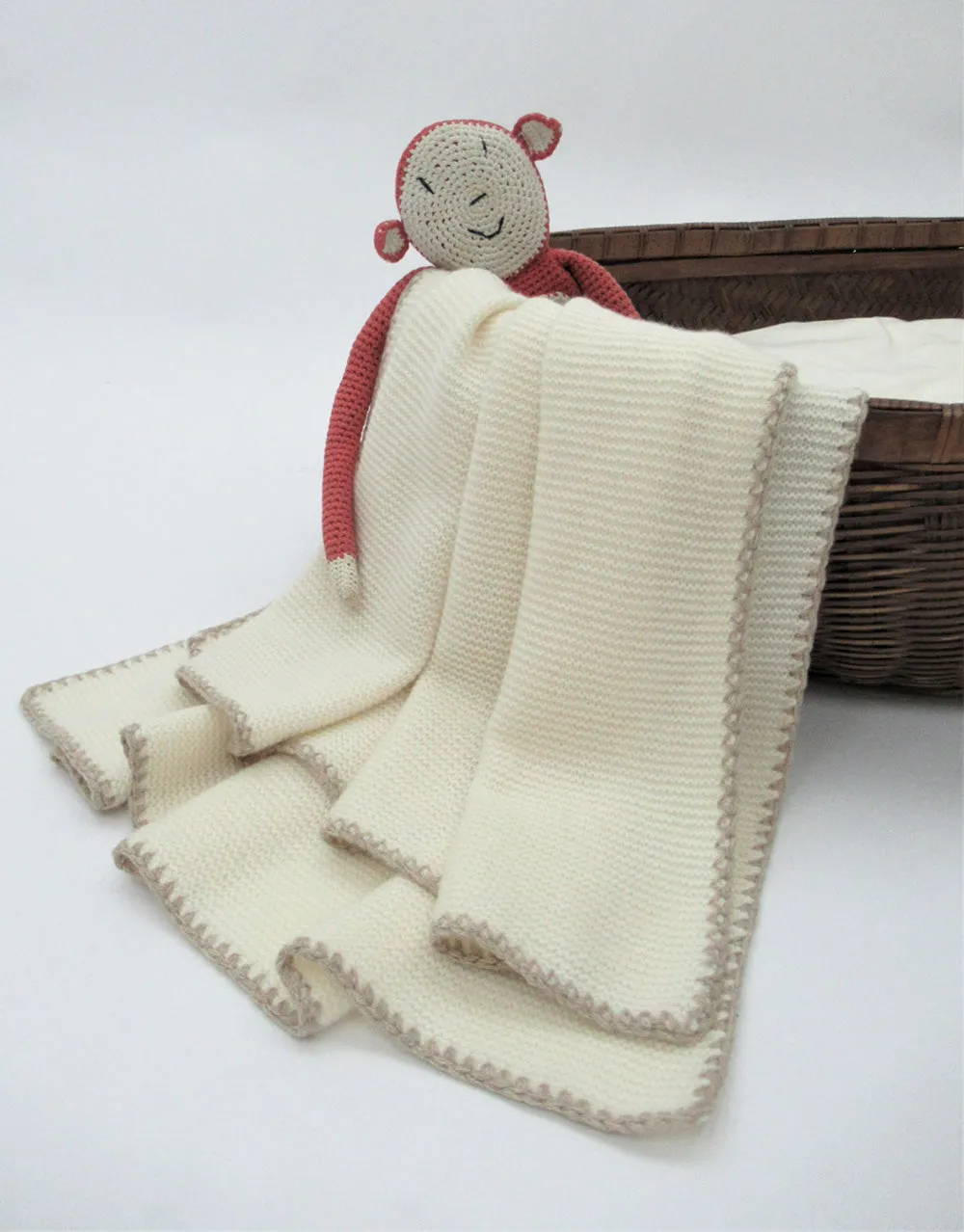 Soft Knit Cashmere Baby Blanket in Ivory Greige