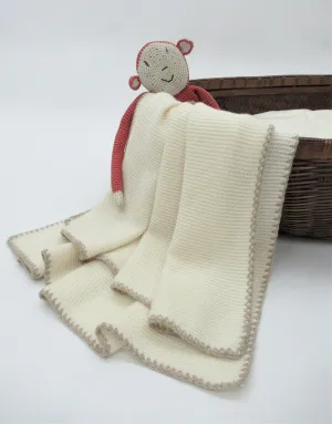 Soft Knit Cashmere Baby Blanket in Ivory Greige